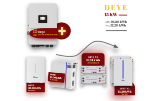 Deye 15kW Τριφασικό Υβριδικό Φωτοβολταϊκό Σύστημα με Μπαταρία 10.2–12.2kWh