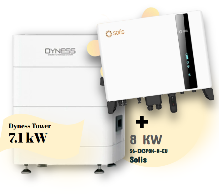 Solis Υβριδικό Σύστημα 8kW Τριφασικό με Μπαταρία Dyness Tower T7 7.1kWh (High Voltage)
