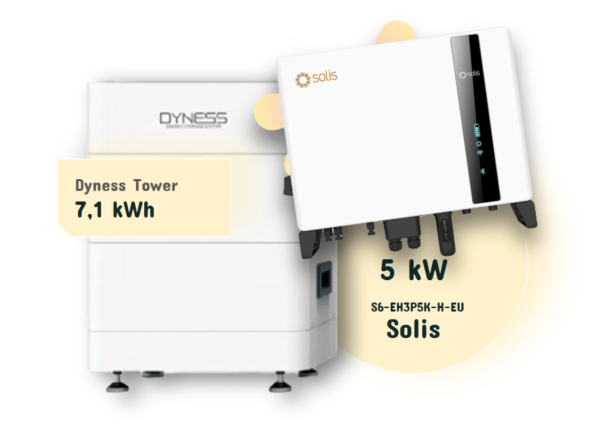 Υβριδικό Φωτοβολταϊκό Σύστημα Solis 5kW Τριφασικό + Μπαταρία Dyness Tower T7 7.1kWh